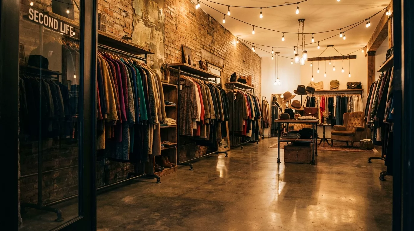 Wnętrze ciucholandu — aranżacja sklepu second hand